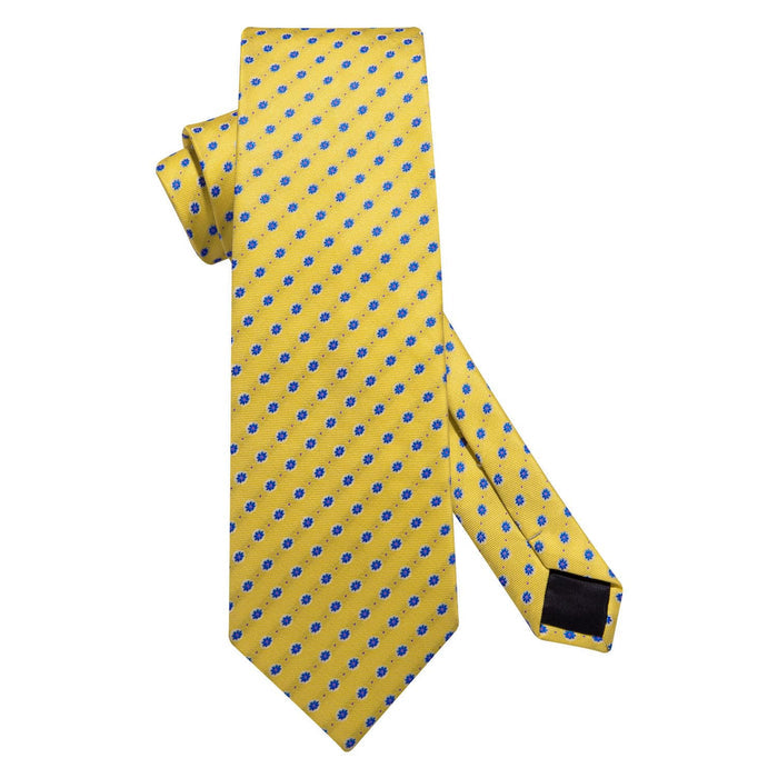 Floral Tie Handkerchief Set - A37-YELLOW