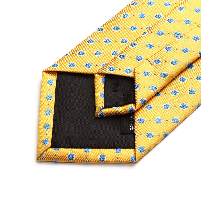 Floral Tie Handkerchief Set - A37-YELLOW