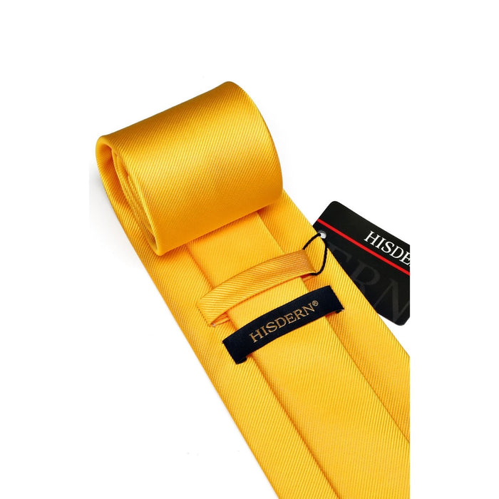 Solid Tie Handkerchief Cufflinks - YELLOW