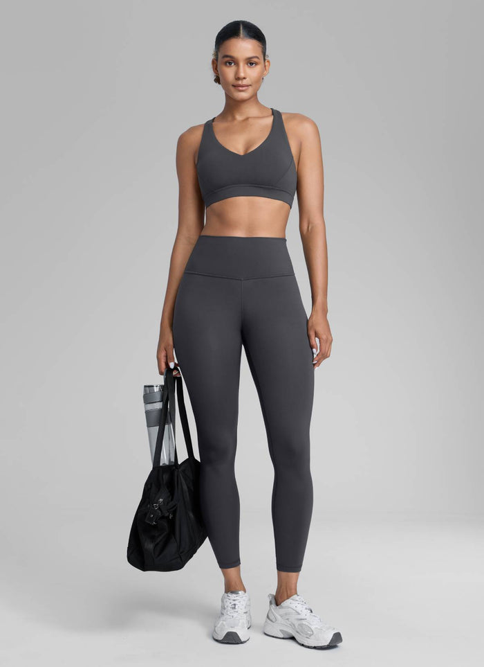 CRZ YOGA Women's Train High Rise Hugged Feel Compression Leggings 25'' Mysterious Grey