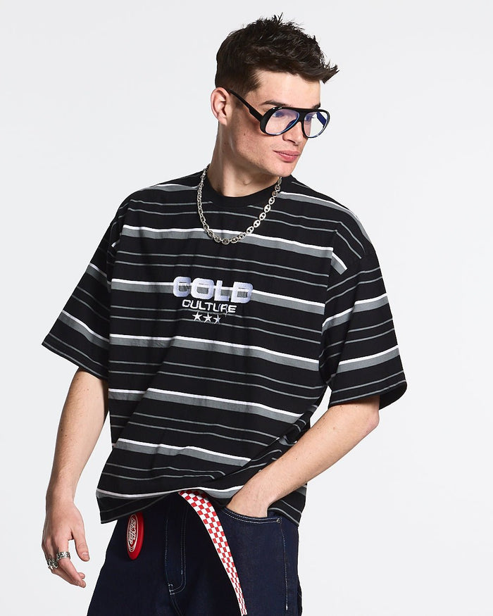 INTERNATIONAL STARS TEE GREY STRIPED - COLD CULTURE #man