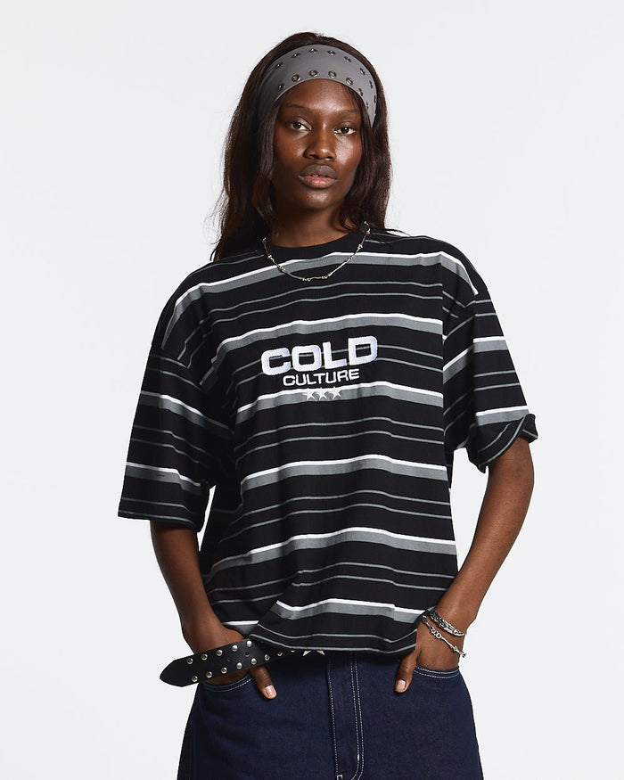 INTERNATIONAL STARS TEE GREY STRIPED - COLD CULTURE #woman