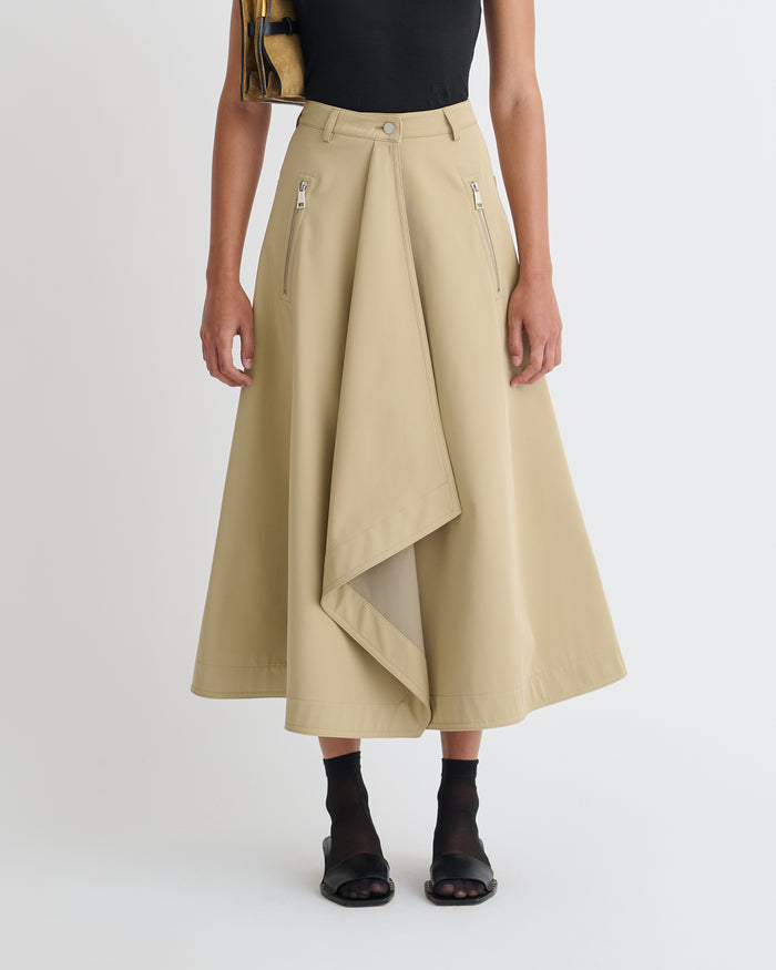 Iseult - Bonded Trench Mid-Length Skirt - Beige