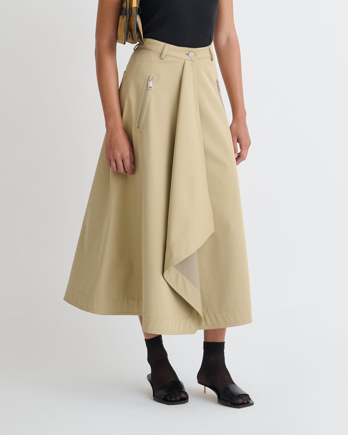 Iseult - Bonded Trench Mid-Length Skirt - Beige