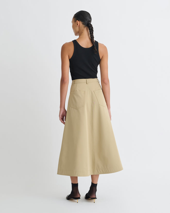 Iseult - Bonded Trench Mid-Length Skirt - Beige
