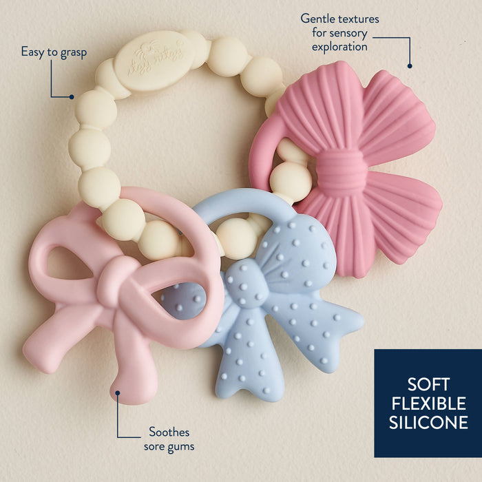 Itzy Trio Bow Teether - Wee Bee Baby Boutique