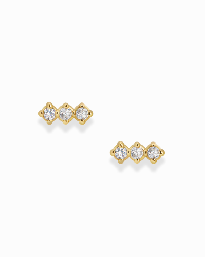 Jackie Trio Studs - Mod + Jo - Jewelry built to last, advanced plating technology