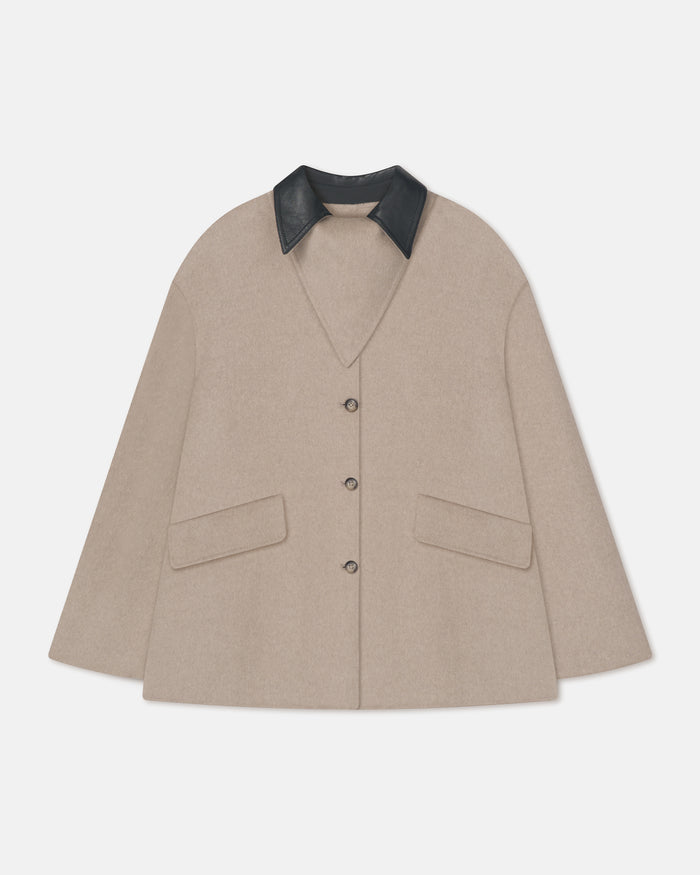 Jada - Regenerated leather jacket - Stone/Black