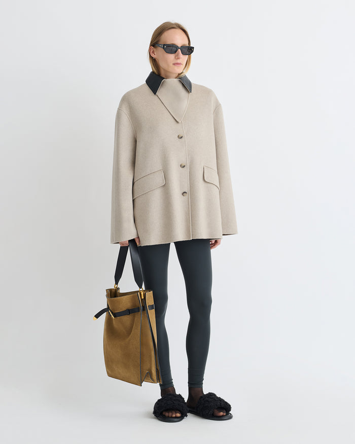 Jada - Regenerated leather jacket - Stone/Black