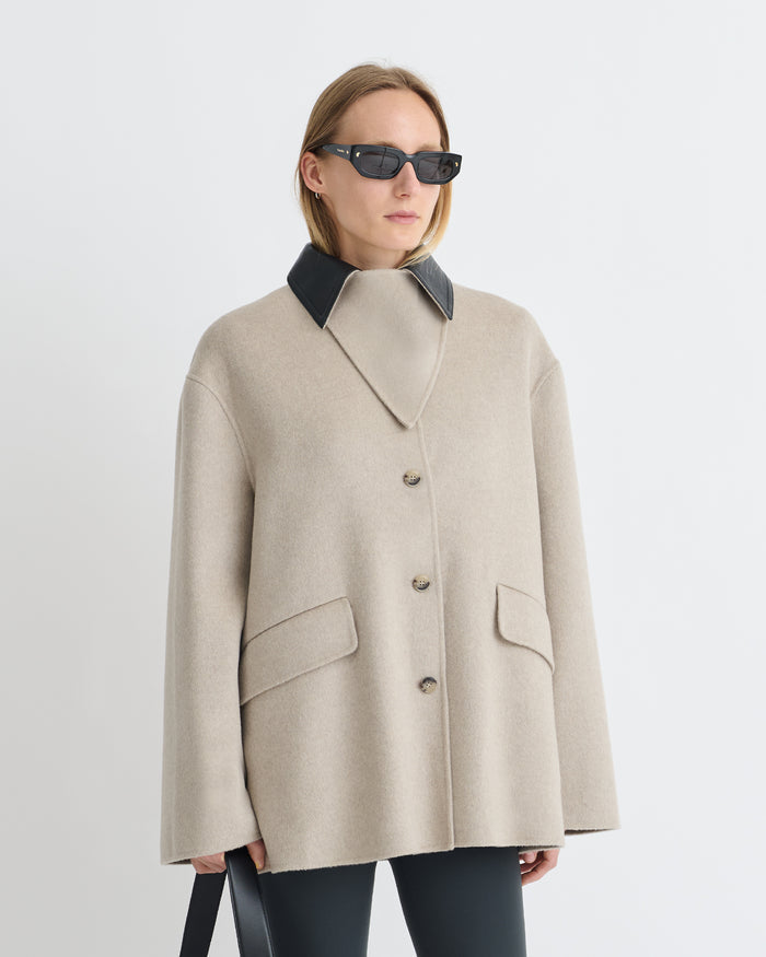 Jada - Regenerated leather jacket - Stone/Black
