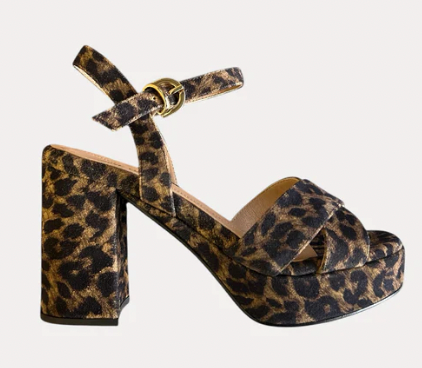 Jane Galland JULIETTE Leopard Leather Platform Sandals