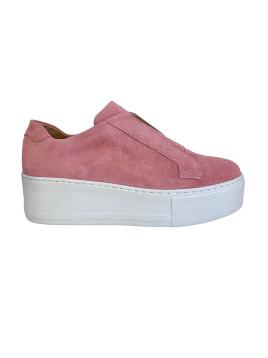 Jane Galland Marie Pink Suede Flatform Trainers