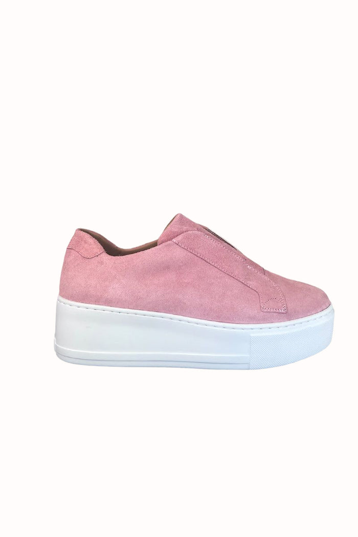 Jane Galland Marie Pink Suede Flatform Trainers