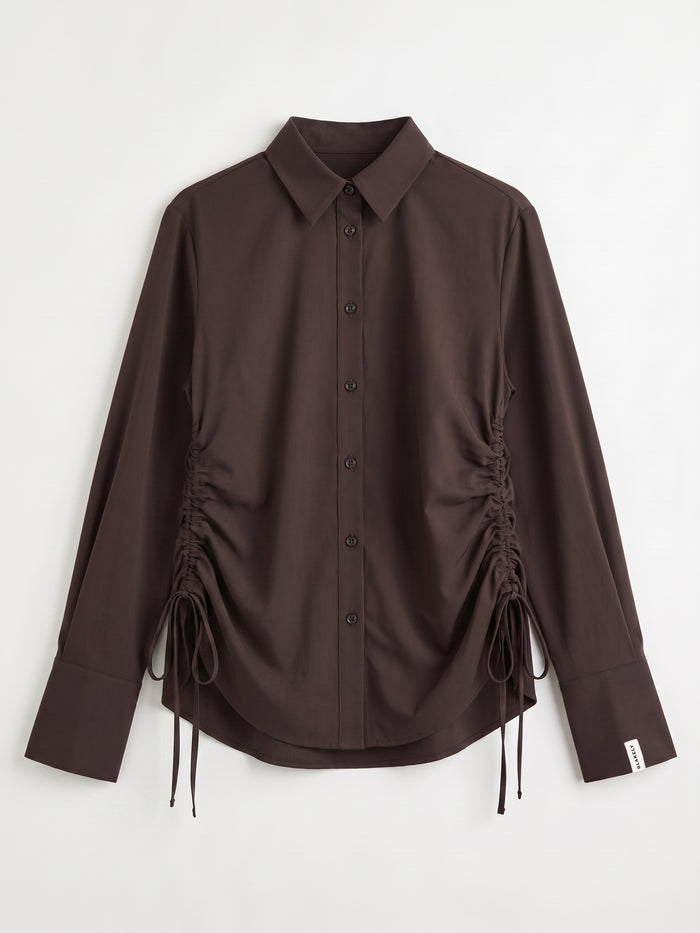Kaia Oversized Poplin Shirt - Mocha Brown