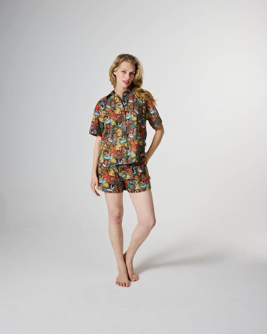 Kip&Co x Blinky Bill Blinky And Friends Adult Organic Cotton Short Sleeve Shirt & Short Pyjama Set