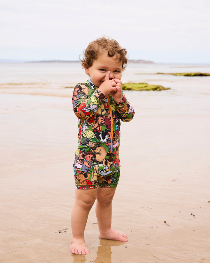 Kip&Co x Blinky Bill Blinky And Friends Baby Long Sleeve Zip Bathers