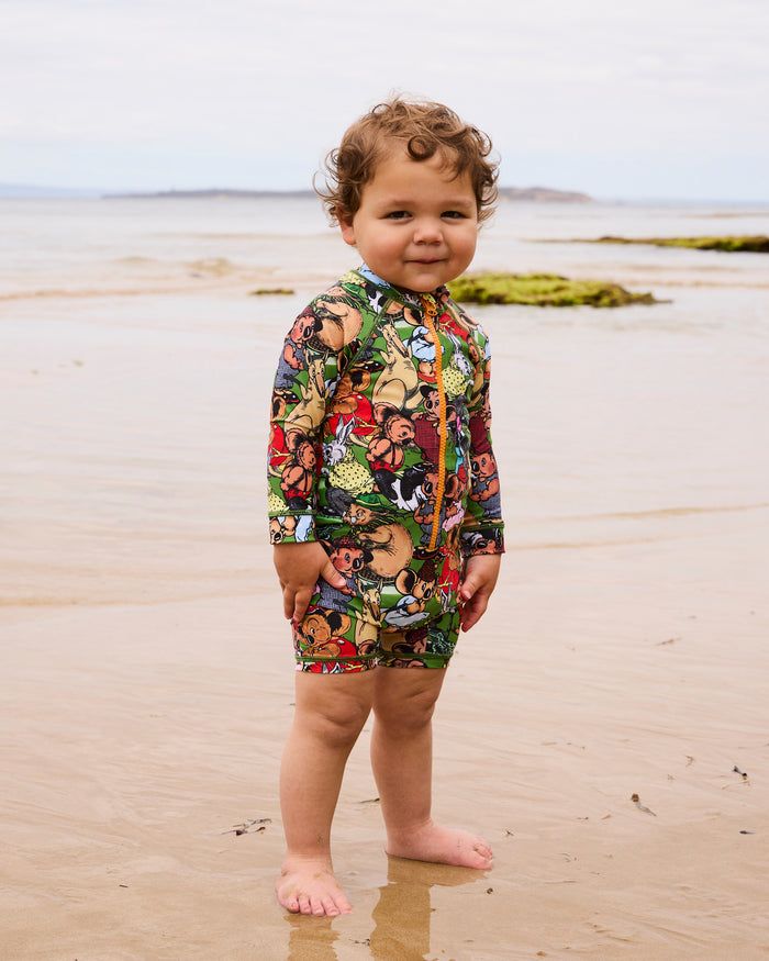 Kip&Co x Blinky Bill Blinky And Friends Baby Long Sleeve Zip Bathers