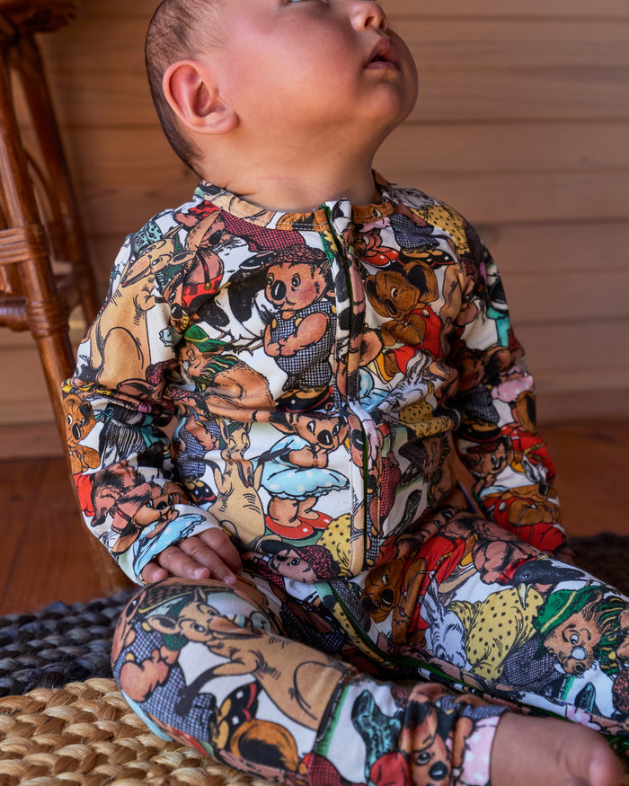 Kip&Co x Blinky Bill Blinky And Friends Organic Long Sleeve Zip Romper