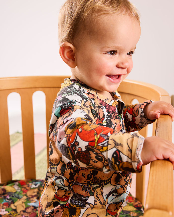 Kip&Co x Blinky Bill Blinky And Friends Organic Long Sleeve Zip Romper