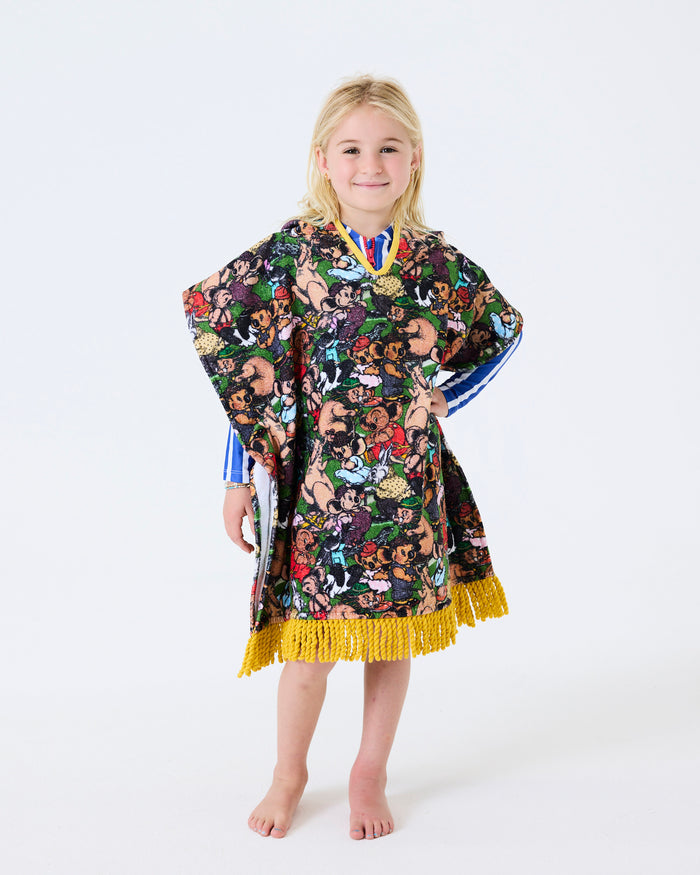 Kip&Co x Blinky Bill Blinky And Friends Printed Kids Terry Poncho
