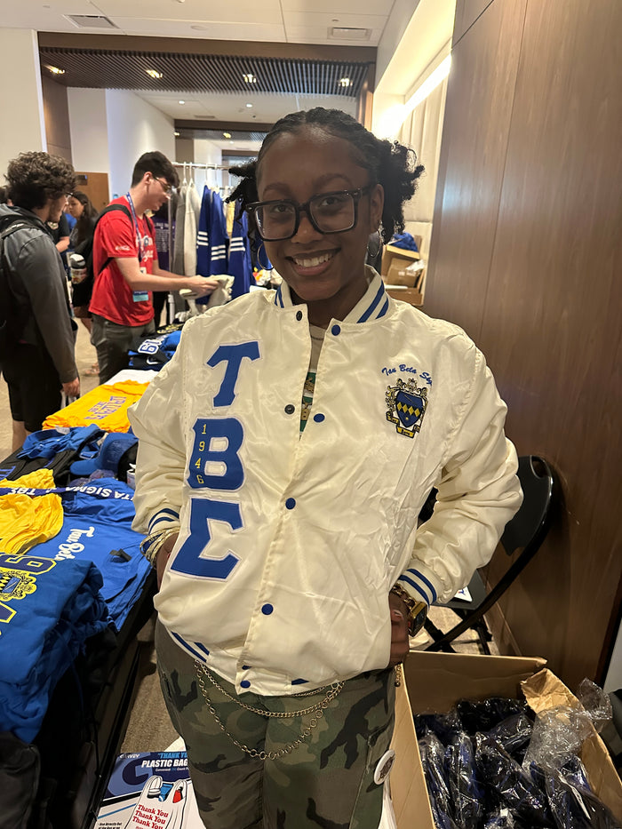 KKPsi & TBS - NEW Cream Satin Bomber (RTS)