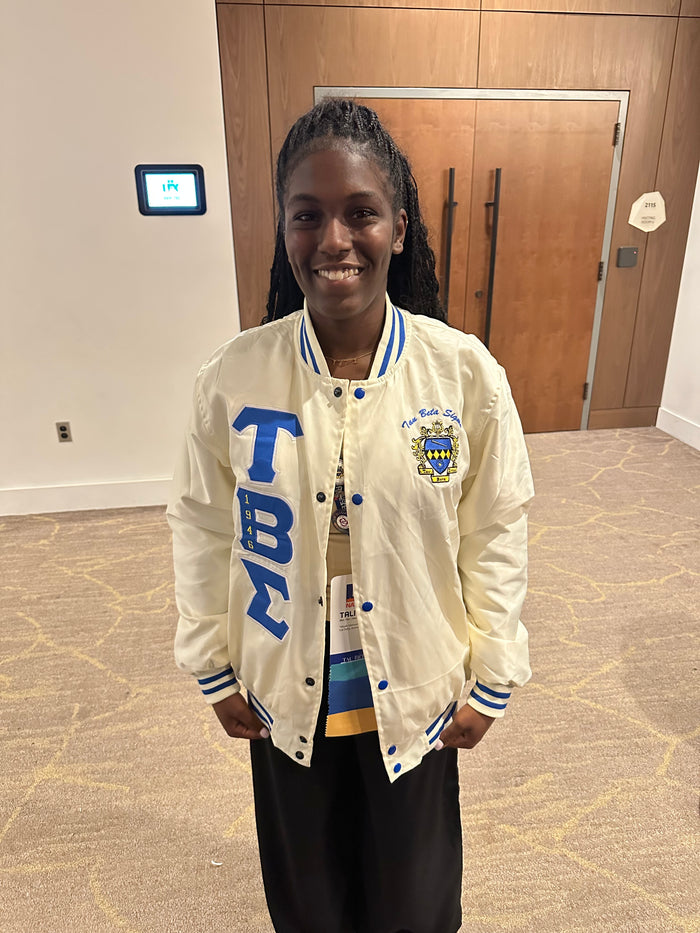 KKPsi & TBS - NEW Cream Satin Bomber (RTS)