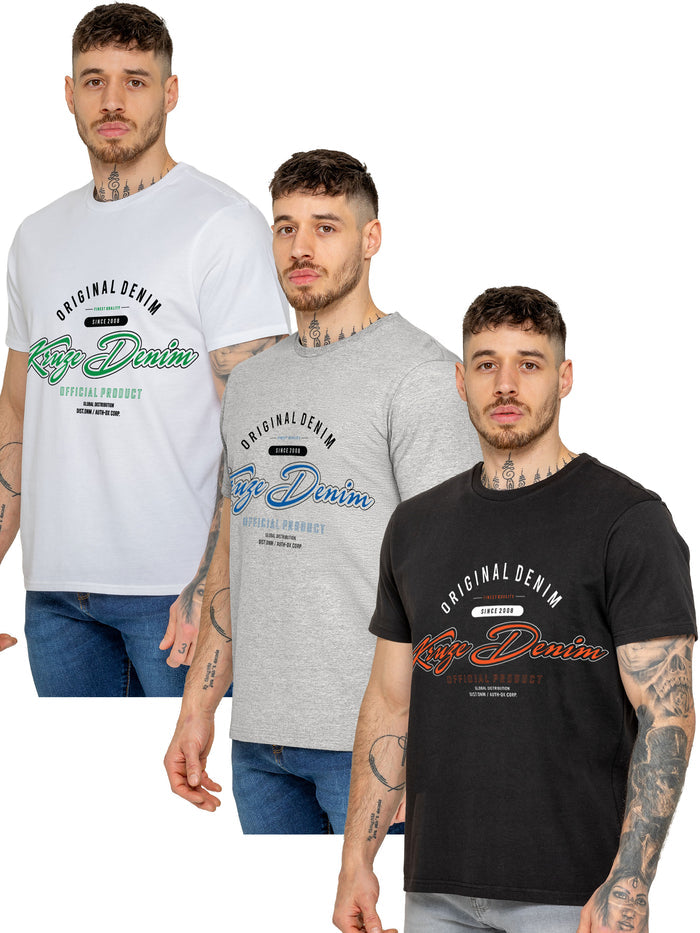Kruze | Mens Graphic 3 Pack T-Shirts