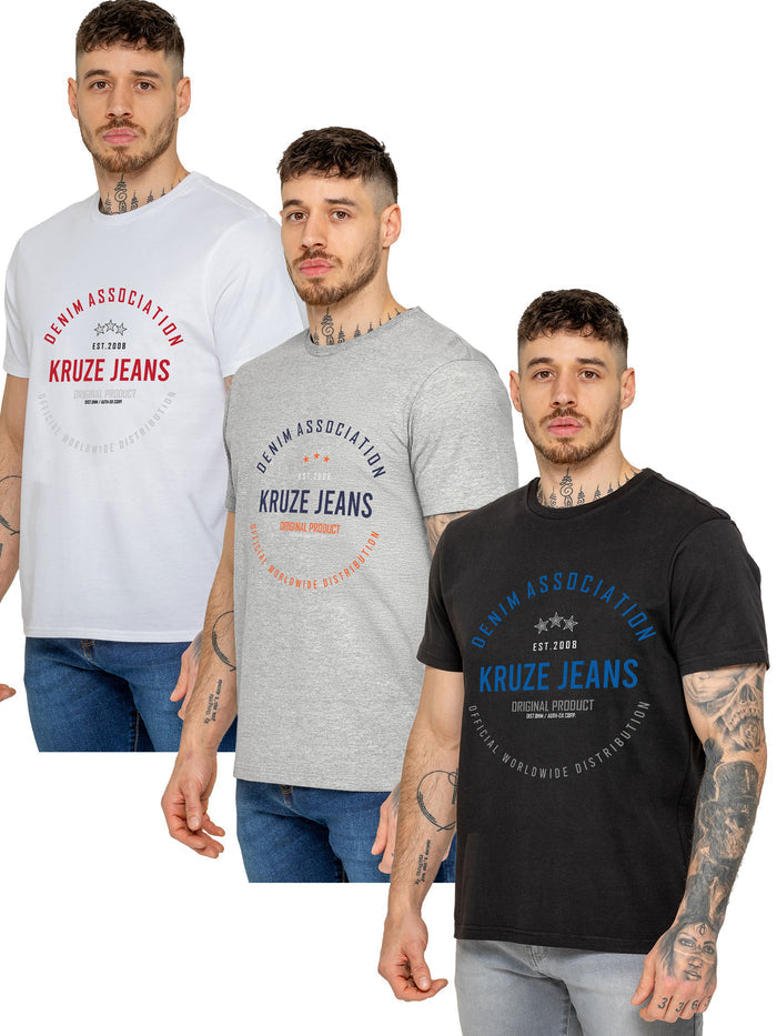 Kruze | Mens Printed T-Shirt 3 Pack