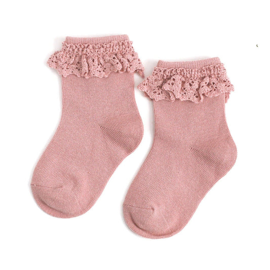 Lace Midi Sock - Blush Pink - Wee Bee Baby Boutique
