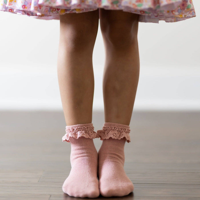 Lace Midi Sock - Blush Pink - Wee Bee Baby Boutique