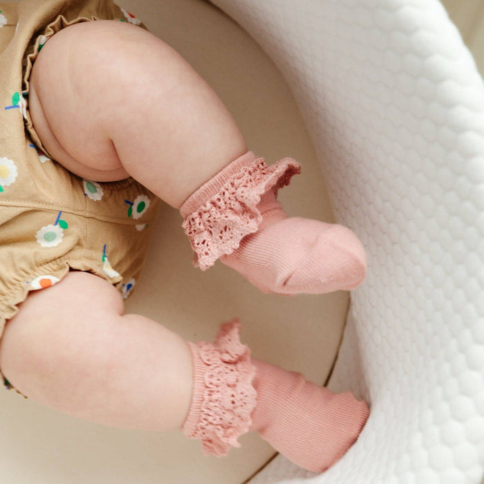Lace Midi Sock - Blush Pink - Wee Bee Baby Boutique
