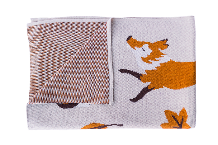 Leaping Fox Knit Blanket - Wee Bee Baby Boutique