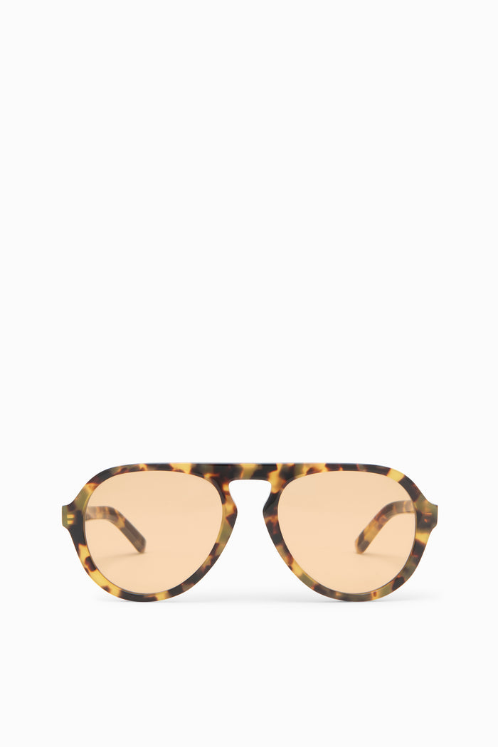 Tortoise Acetate Oversized Aviator Sunglasses - Front View | Ulla Johnson