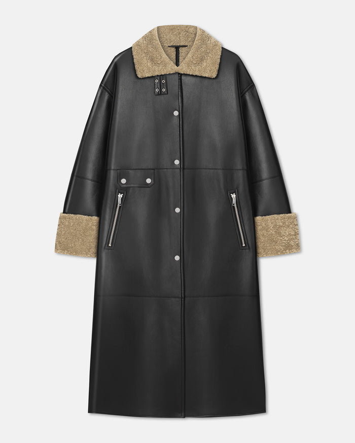 Liesel - Shearling coat - Cornstalk/Black