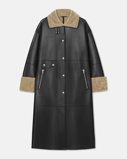 Liesel - Shearling coat - Cornstalk/Black