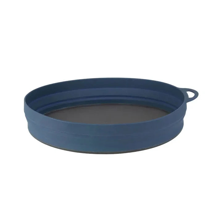 Lifeventure Ellipse Collapsible Plate in colour navy expanded to its full height.