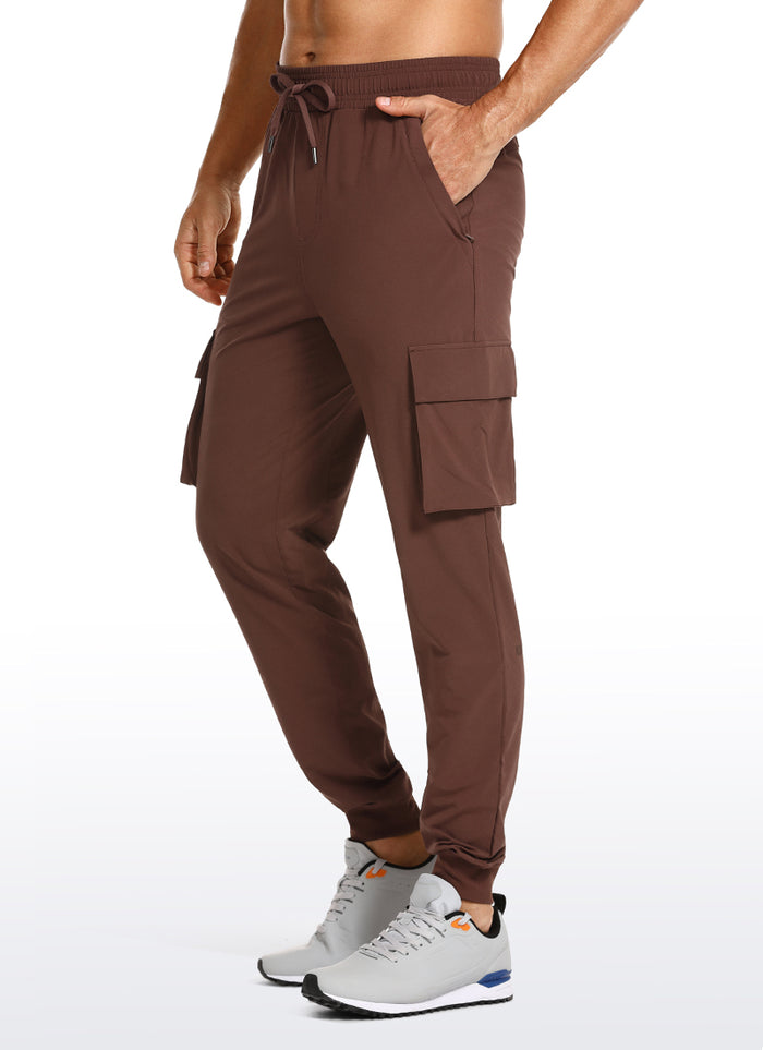 CRZ YOGA Men's Hiking Relaxed Fit Lightweight Cargo Joggers 30'' Dark Brown
