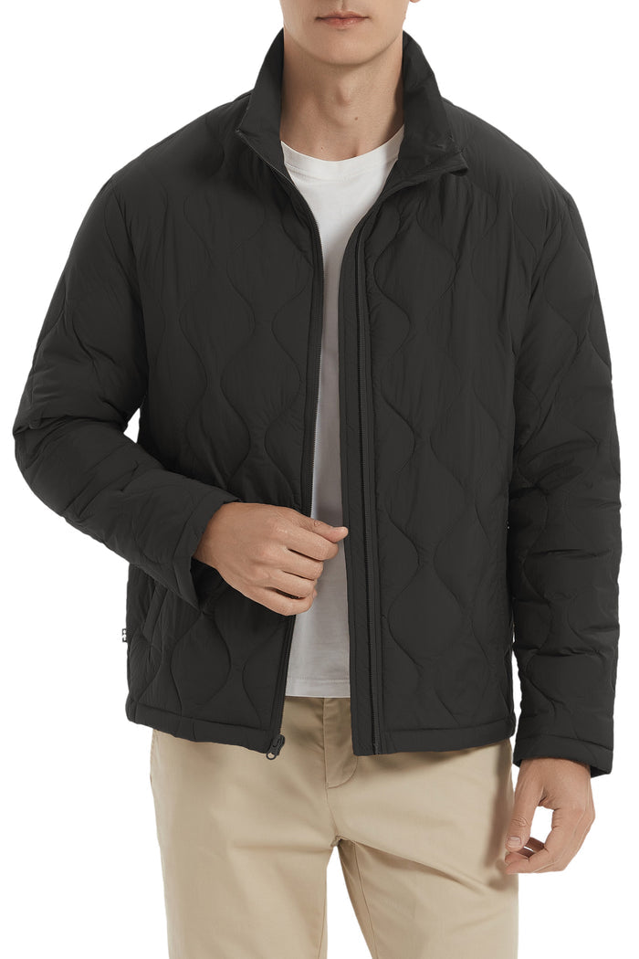 Orolay Lightweight Quilted Bomber Jackets Full Zip #color_black
