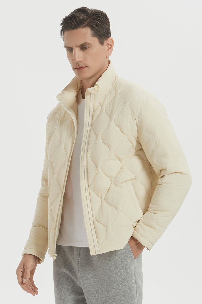 Orolay Lightweight Quilted Bomber Jackets Full Zip #color_beige