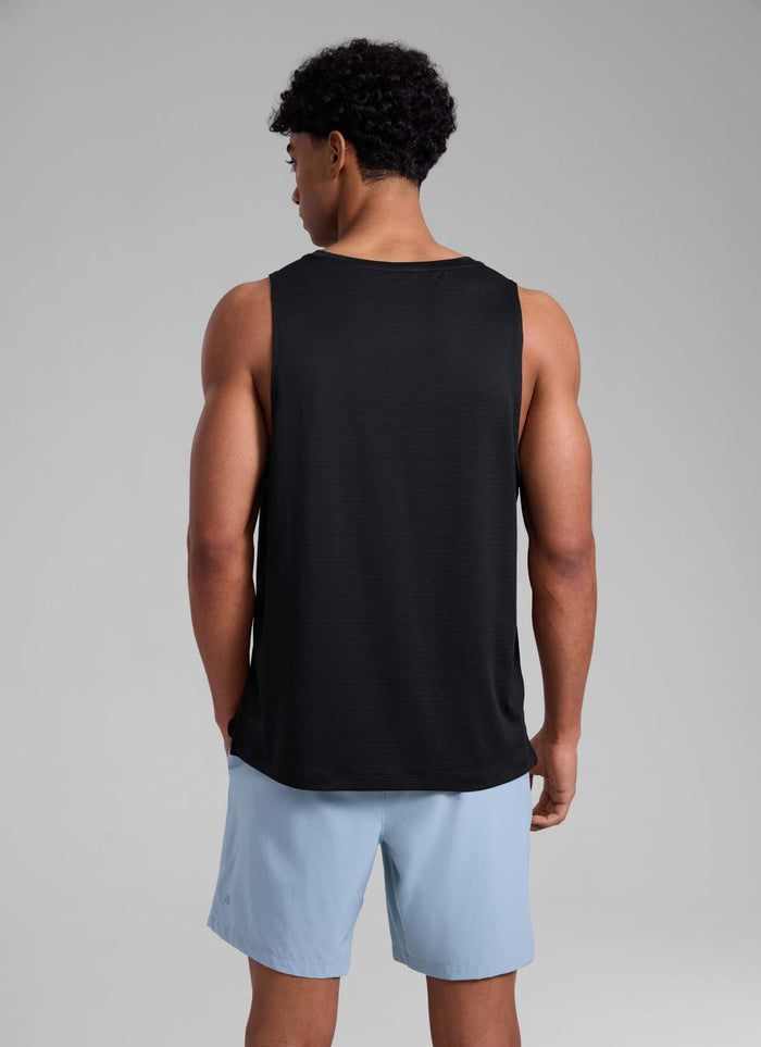 CRZ YOGA Man's Lightweight Training Side Slits Narrow Shoulder Tank Black
