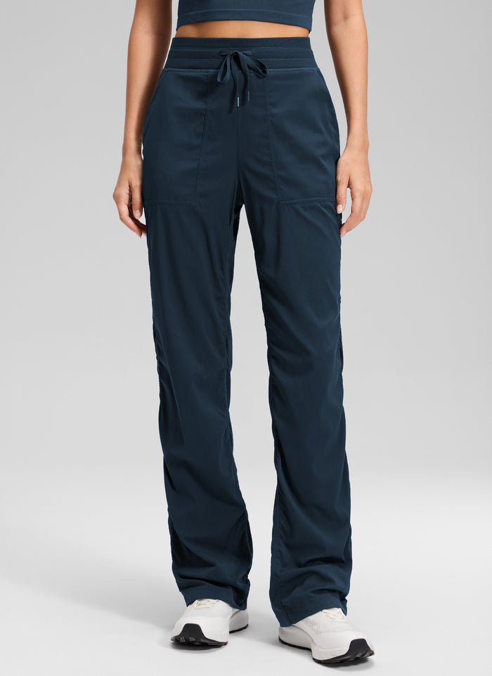 CRZ YOGA Women's Lightweight Drawstring Pocket Straight Leg Pant 32" Ink Blue