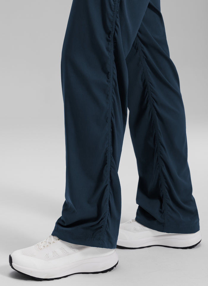 CRZ YOGA Women's Lightweight Drawstring Pocket Straight Leg Pant 32" Ink Blue