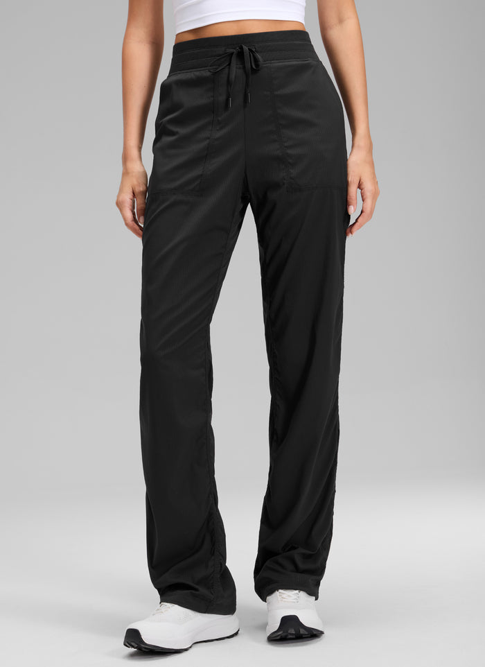 CRZ YOGA Women's Lightweight Drawstring Pocket Straight Leg Pant 32" Black