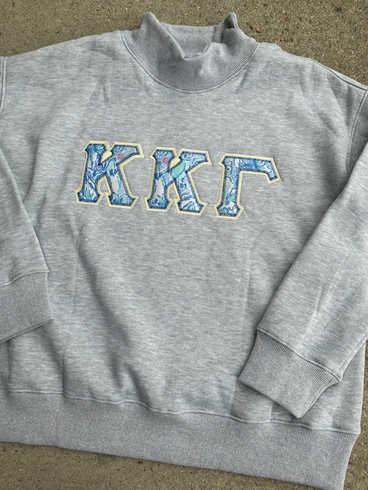 Limited Edition Sorority Mock Neck Sweatshirts (Lilly Pulitzer Fabric)