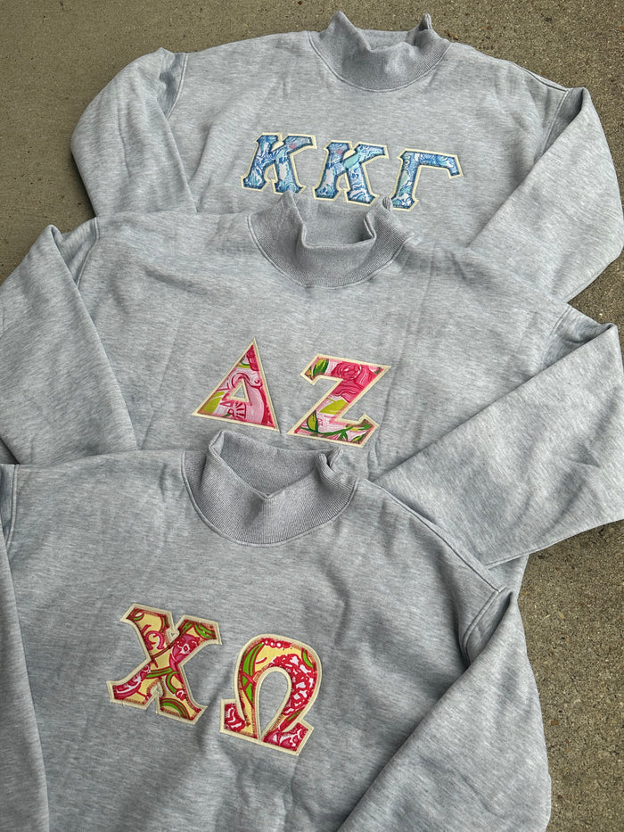 Limited Edition Sorority Mock Neck Sweatshirts (Lilly Pulitzer Fabric)