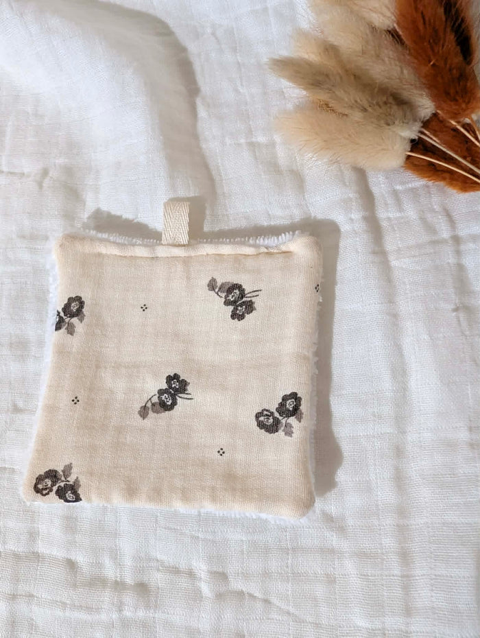 Lingette lavable | Fleurs noires
