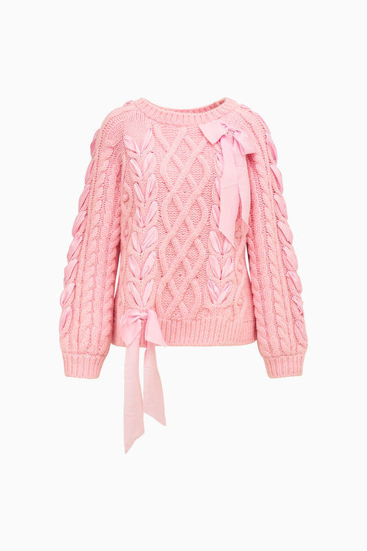 Little Girls Doria Alpaca-Blend Ribbon Pullover