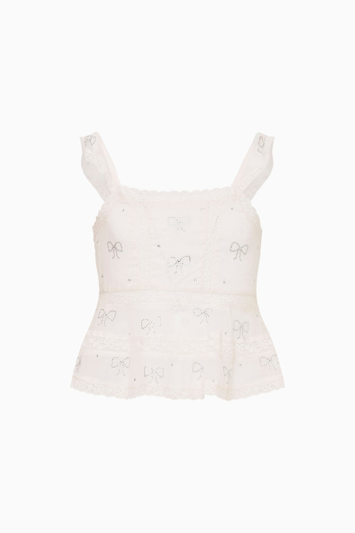 Little Girls Melsy Crystal Bow Cotton Top