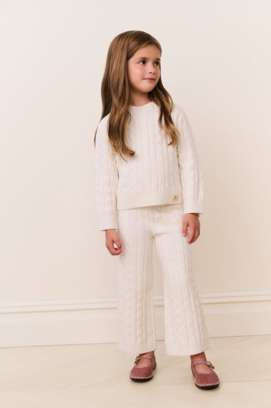 Little Girls Shalley Cable Knit Pants