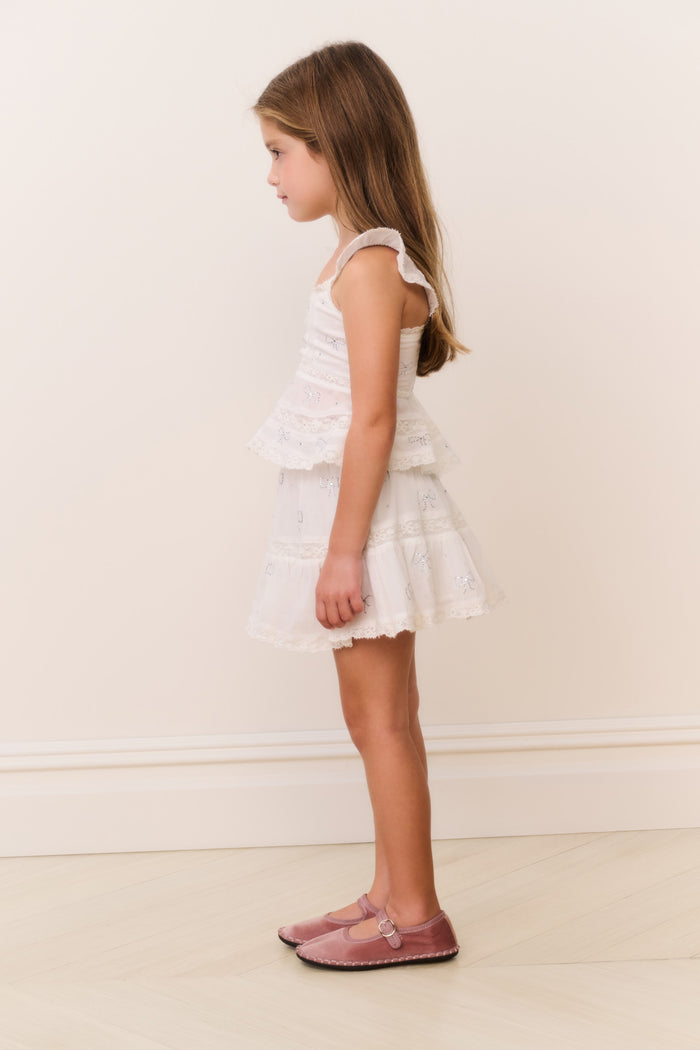 Little Girls Silano Crystal Bow Cotton Skirt